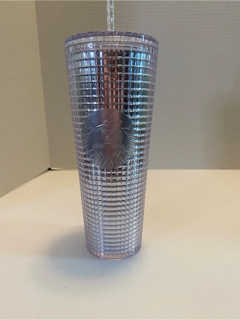 Starbucks Studded Platinum Silver Bling Cold Cup Tumbler 24oz Venti 2019 New
